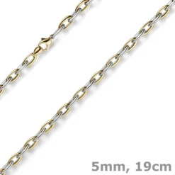 5mm Armband Phantasiekette aus 585 Gold Gelbgold Weißgold bicolor 19cm