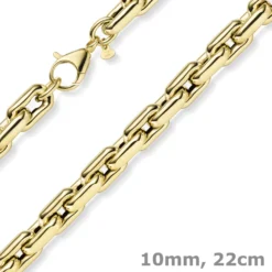 10mm Armband Phantasiekette Weitanker-Kette aus 585 Gold Gelbgold 22cm