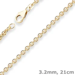 3,2mm Armband Rund-Ankerkette Goldarmband Armschmuck aus 585 Gold Gelbgold 21cm