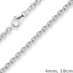 4mm Armband Rund-Ankerkette Silberarmband Armschmuck aus 925 Silber 18cm