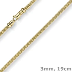 3mm Armband runde Himbeer-Kette aus 585 Gold Gelbgold Armschmuck Armkette 19cm