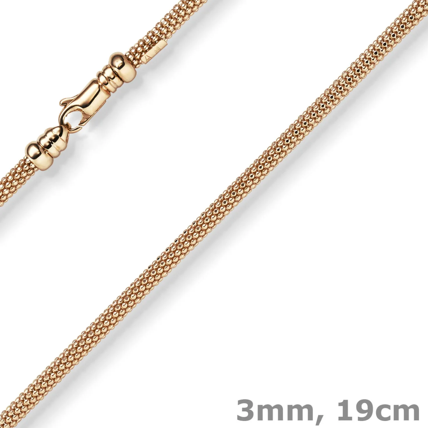 3mm Armband runde Himbeer-Kette aus 585 Gold Rotgold Armschmuck Armkette 19cm