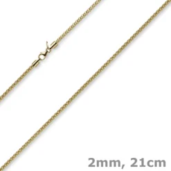 2mm Armband runde Himbeer-Kette aus 585 Gold Gelbgold Armschmuck Armkette, 21cm