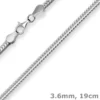 3,6mm Armband Schlangenkette oval Armschmuck aus 925 Silber rhodiniert 19cm
