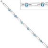 7,2mm Armband Silberarmband Armkette, Zirkonia hellblau weiß, 925 Silber, 19cm