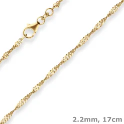 2,2mm Armband Singapurkette Goldarmband Armschmuck aus 333 Gold Gelbgold 17cm