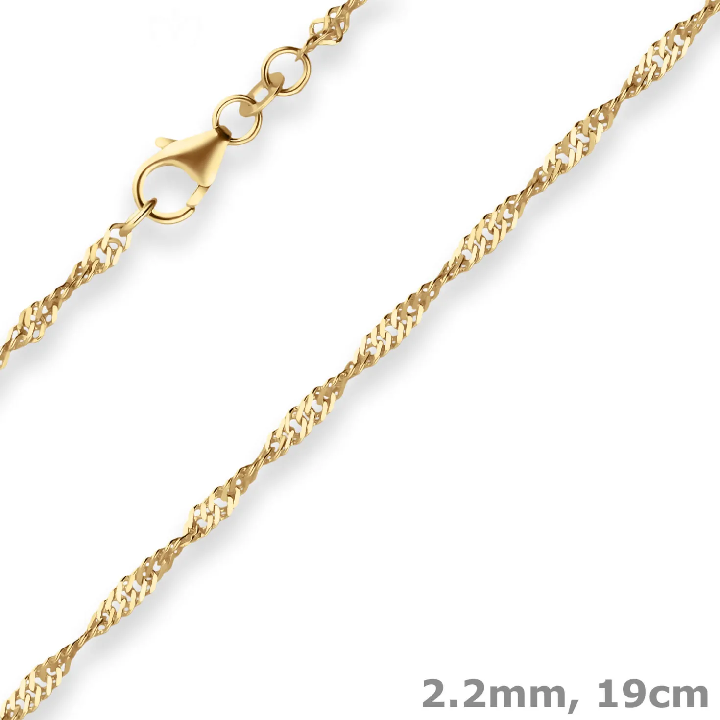 2,2mm Armband Singapurkette Goldarmband Armschmuck aus 585 Gold Gelbgold 19cm