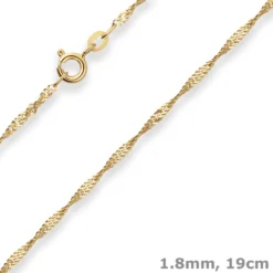 1,8mm Armband Singapurkette Goldarmband Armschmuck aus 585 Gold Gelbgold 19cm