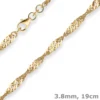 3,8mm Armband Singapurkette Goldarmband Armschmuck aus 333 Gold Gelbgold 19cm