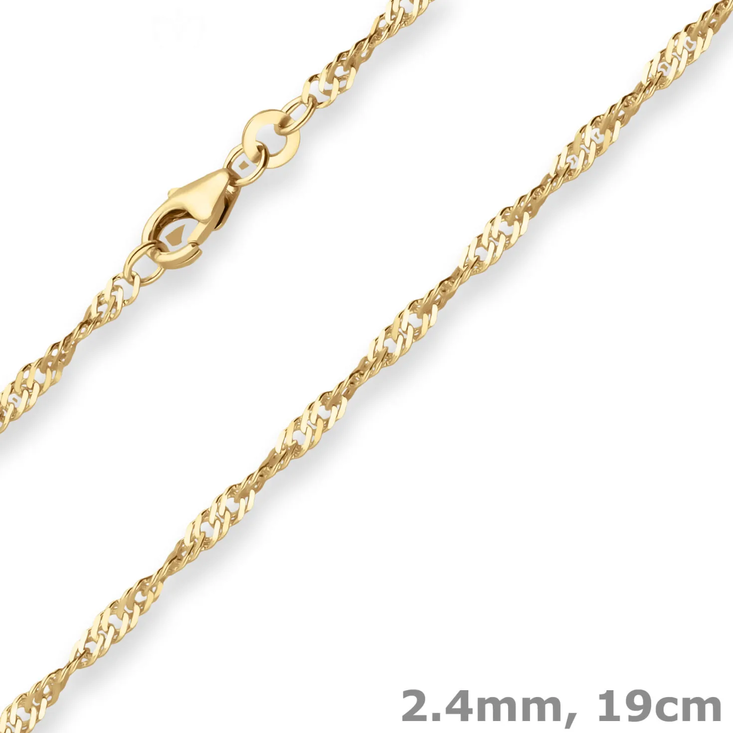 2,4mm Armband Singapurkette Goldarmband Armschmuck aus 333 Gold Gelbgold 19cm