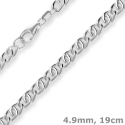 4,9mm Armband Tigeraugenkette Silberarmband Armschmuck aus 925 Silber 19cm