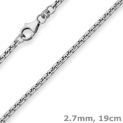 2,7mm Armband Veneziakette rund Armschmuck aus 925 Silber rhodiniert 19cm