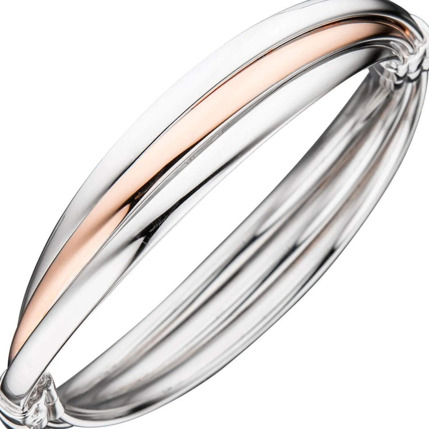 12,3mm Armreif Armschmuck Armband außen oval 925 Silber teilrotvergoldet bicolor