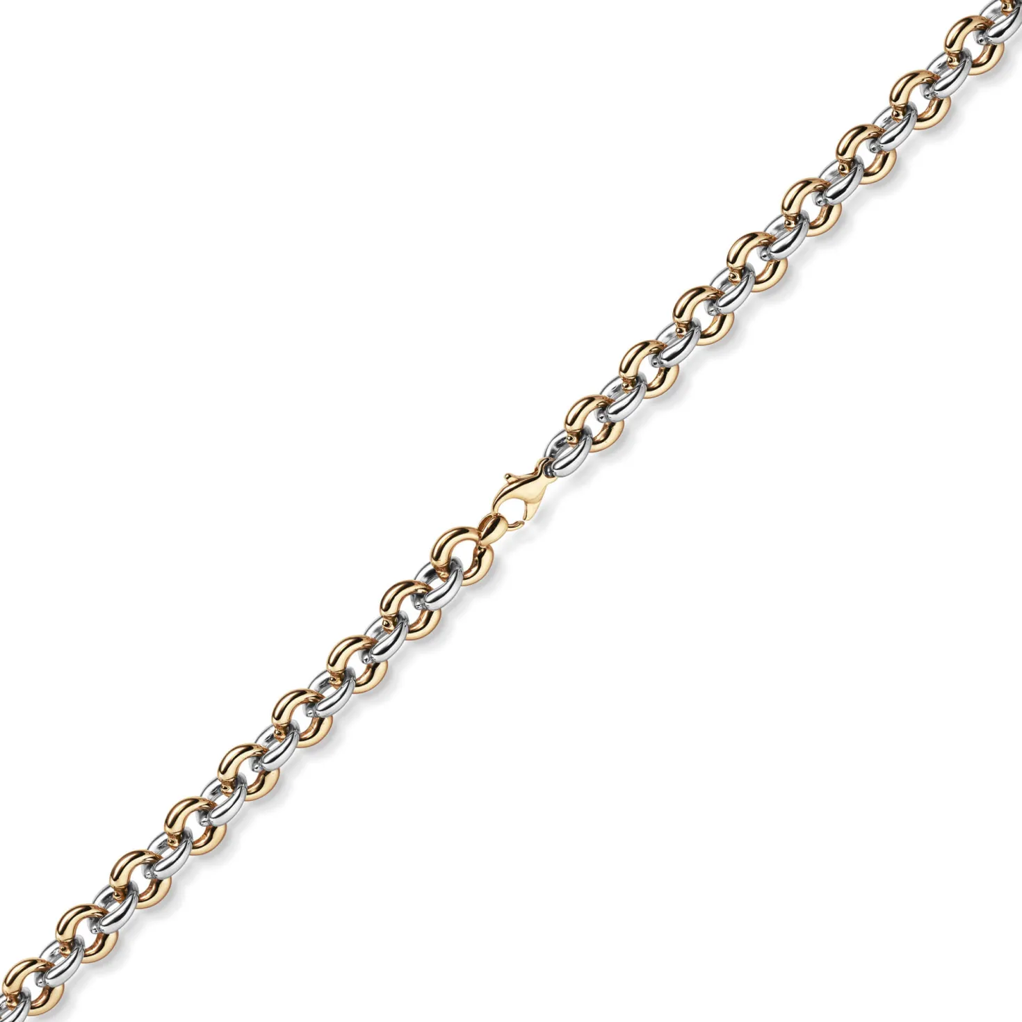 10mm breite Phantasiekette Halskette Collier aus 585 Gold weiß/rot 45cm