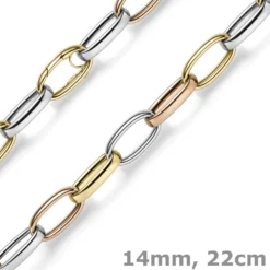 14mm breites Armband Armkette Armschmuck aus 585 Gold gelb/rot/weiß 22cm