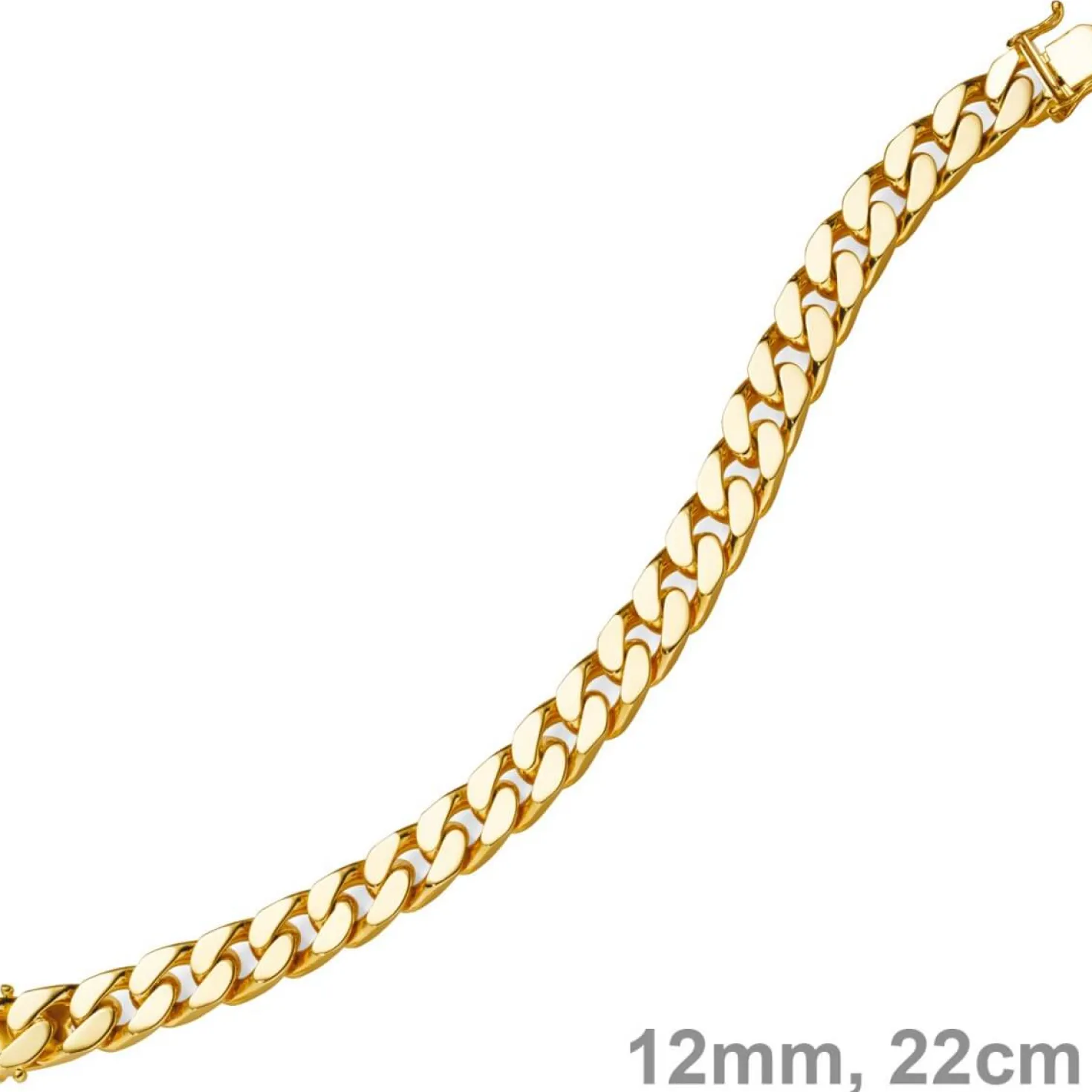 12mm breites Armband Armkette Panzerarmband 750 Gold Gelbgold massiv 22cm