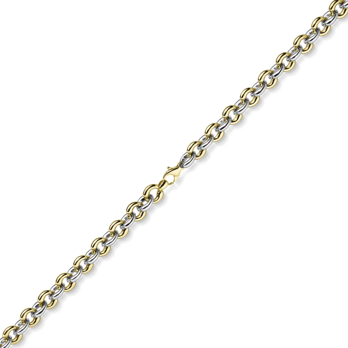 10mm breites Armband Phantasiekette Armschmuck aus 585 Gold gelb/weiß 19cm