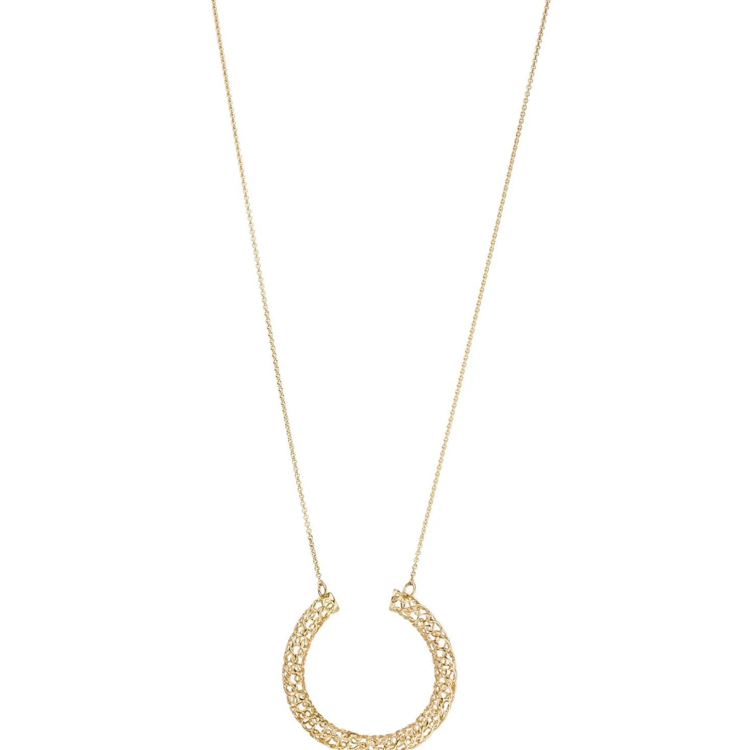 0,7mm Collier Ankerkette mit Anhänger geflochten, 750 Gold Gelbgold, 42-45cm