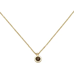 0,9mm Collier Ankerkette mit Anhänger aus Rauchquarz, 585 Gold Gelbgold, 45cm