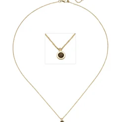 0,9mm Collier Ankerkette mit Anhänger aus Rauchquarz, 585 Gold Gelbgold, 45cm