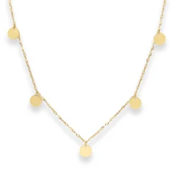 1,5mm Collier Ankerkette mit Gravurplatten rund flach 585 Gold Gelbgold 38-43cm