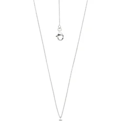 2,5mm Collier Ankerkette mit Solitär Diamant 0.07Ct W/SI 585 Gold Weißgold 45cm