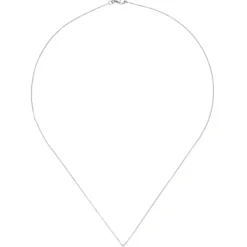 2,5mm Collier Ankerkette mit Solitär Diamant 0.07Ct W/SI 585 Gold Weißgold 45cm