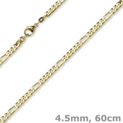 4,5mm Collier diamantierte Figarokette aus 585 Gold Gelbgold Halsschmuck, 60cm