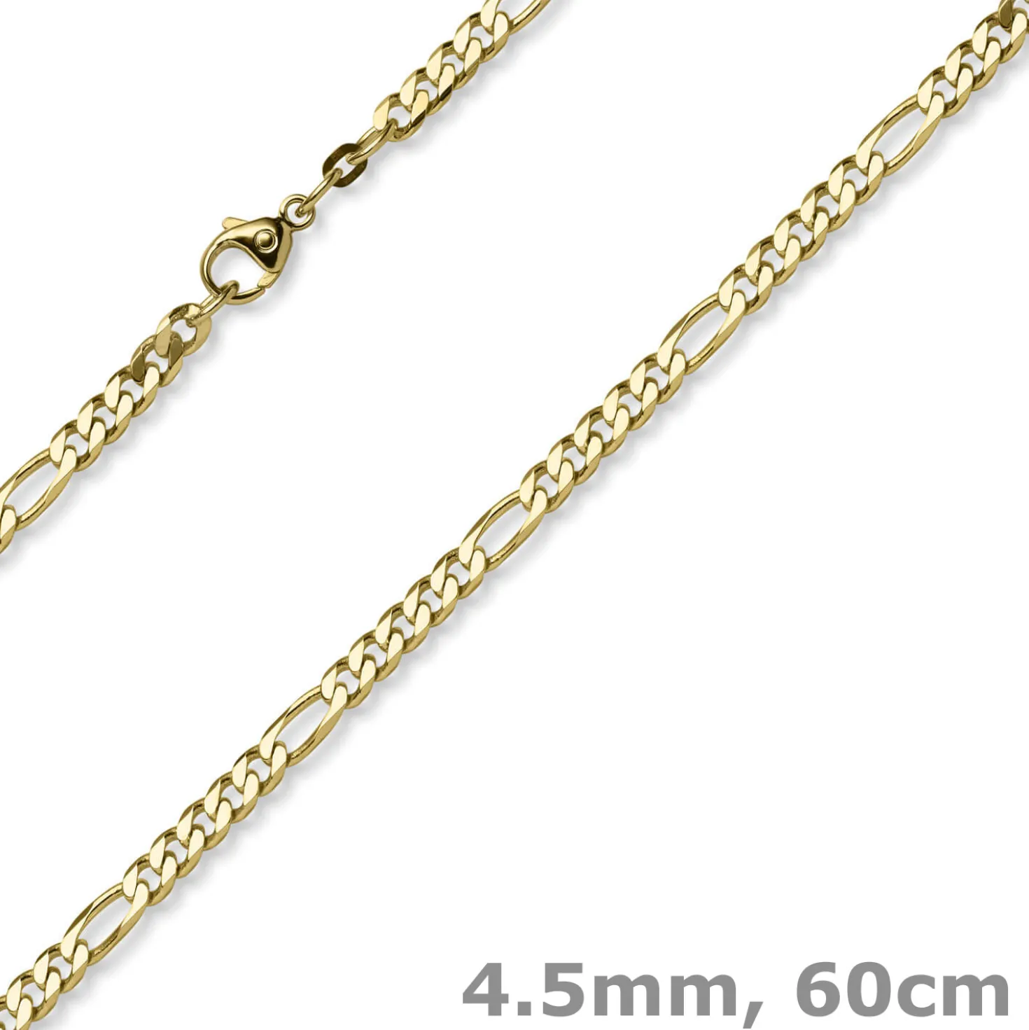4,5mm Collier diamantierte Figarokette aus 585 Gold Gelbgold Halsschmuck, 60cm