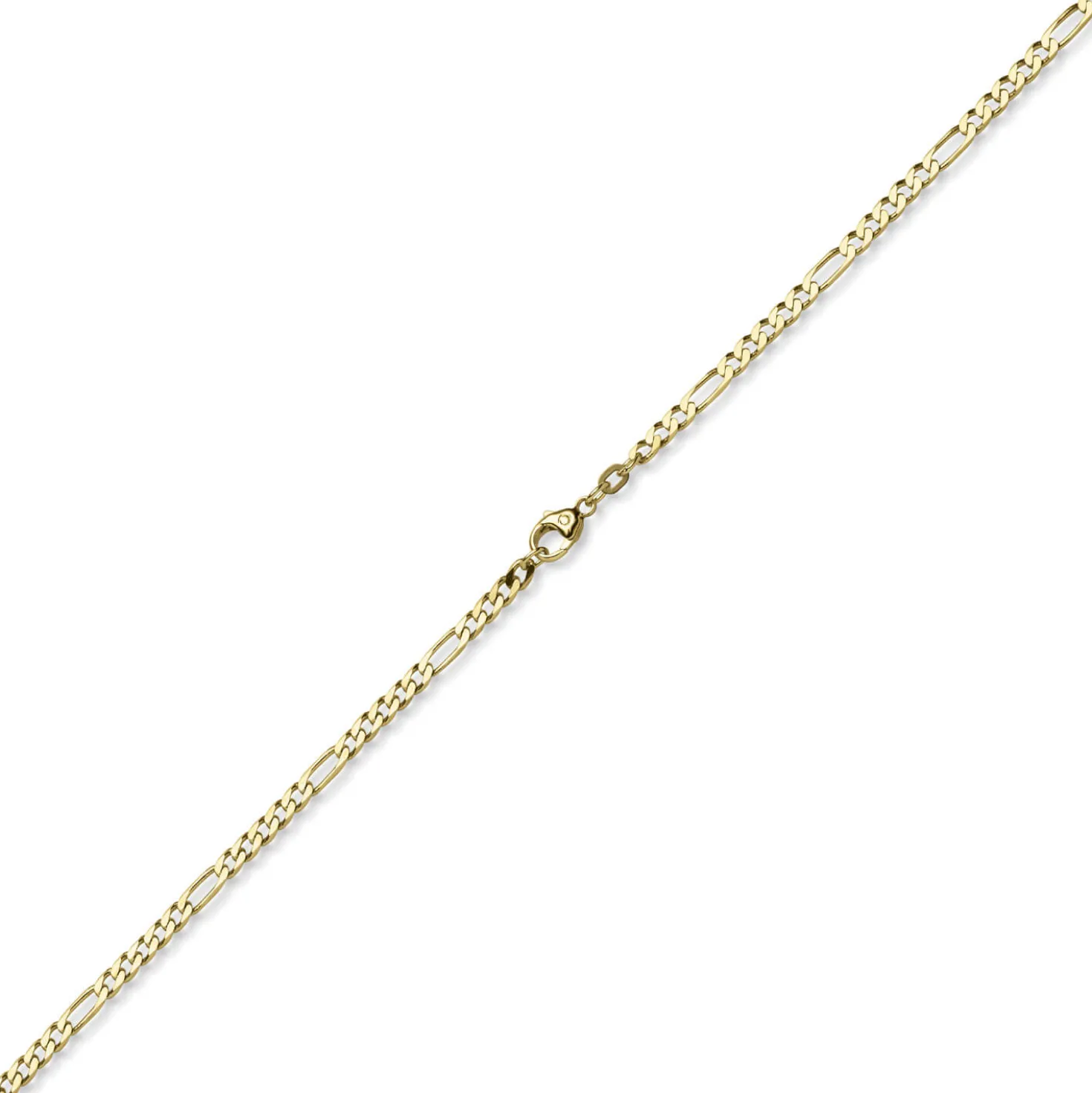 3,5mm Collier diamantierte Figaro-Kette aus 585 Gold Gelbgold Halsschmuck, 50cm