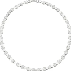 7,6mm Collier Halskette aus 925 Silber mattiert & gehämmert 45cm Halsschmuck