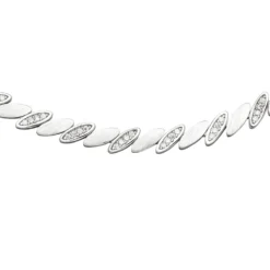 6,5mm Collier Halskette aus 925 Silber matt 144 weißen Zirkonia 45cm Halsschmuck