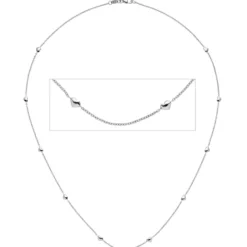 1,1mm Collier Halskette Halsschmuck mit Herzchen aus 585 Gold Weißgold, 45cm