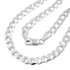 4,6mm Collier Halskette Panzerkette, Muster, flach, 925 Silber, 50cm