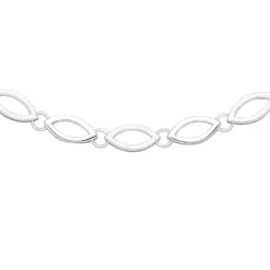 7,7mm Collier Halskette 925 Silber teilmattiert & rhodiniert 45cm Halsschmuck