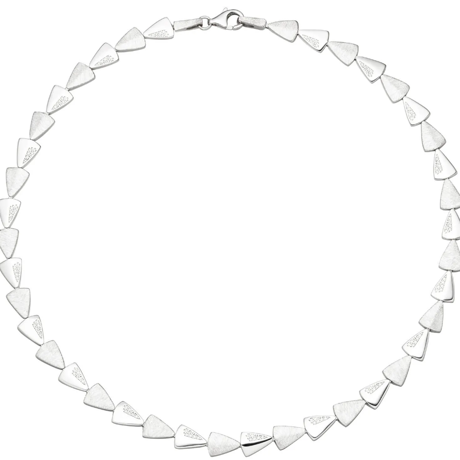7,9mm Collier Halskette 925 Silber teilmatt mit 120 Zirkonia 45cm Halsschmuck