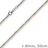 1,8mm Collier Kugelkette aus 585 Gold Weißgold Rotgold bicolor Halsschmuck, 50cm