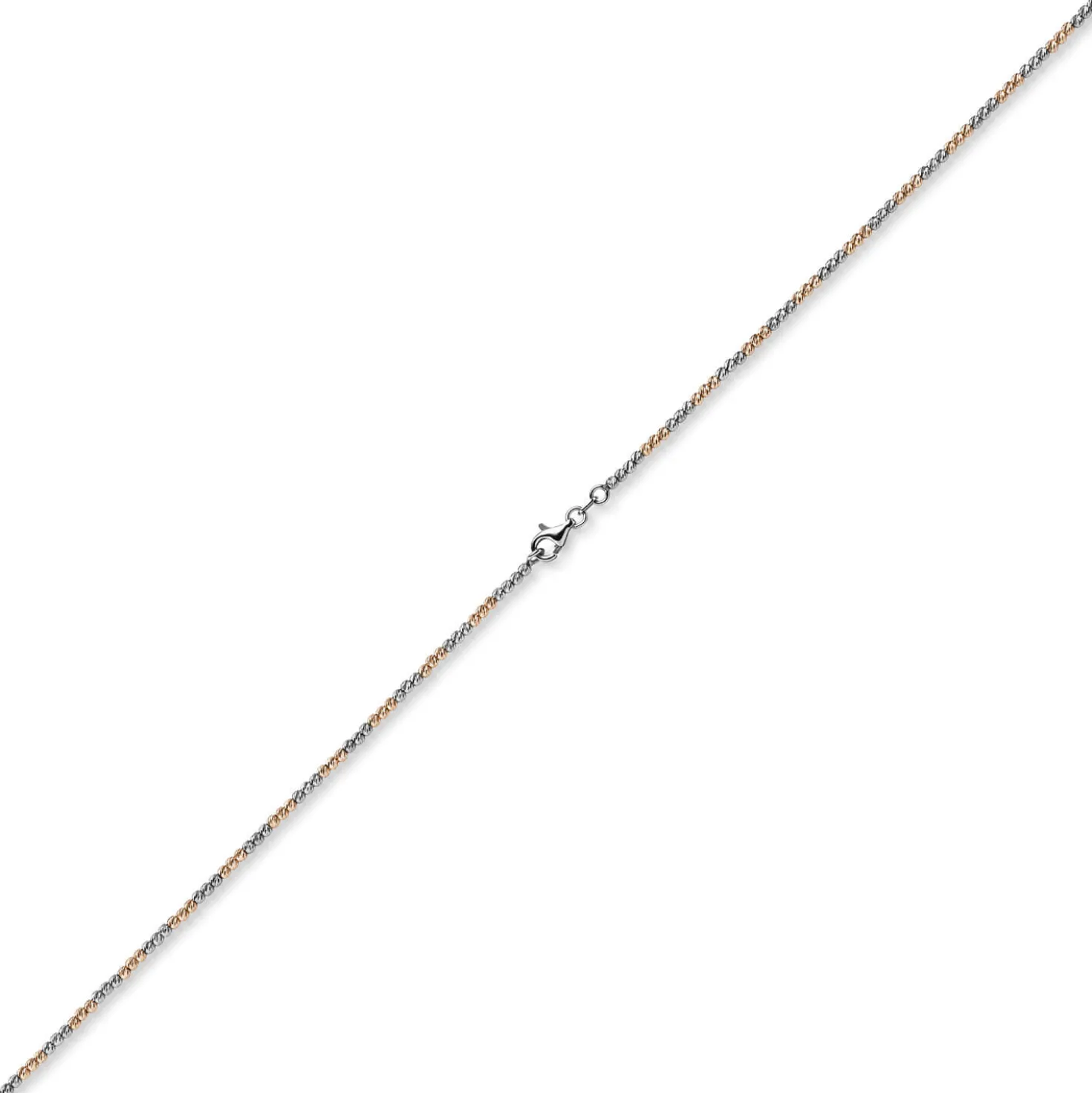 1,8mm Collier Kugelkette aus 585 Gold Weißgold Rotgold bicolor Halsschmuck, 42cm