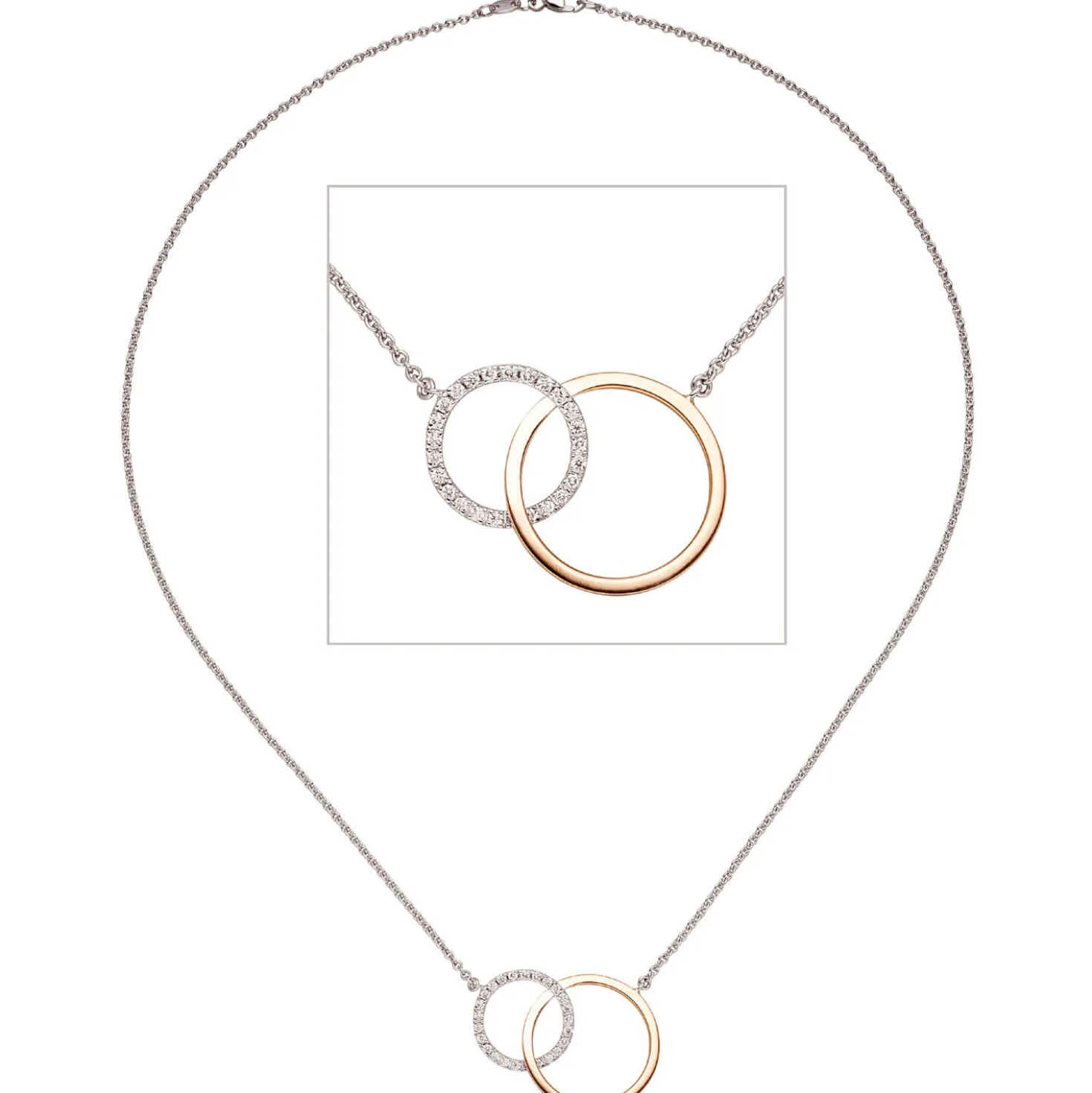 1,5mm Collier mit 25 Diamanten 0.25Ct 585 Gold Weißgold Rotgold 42cm