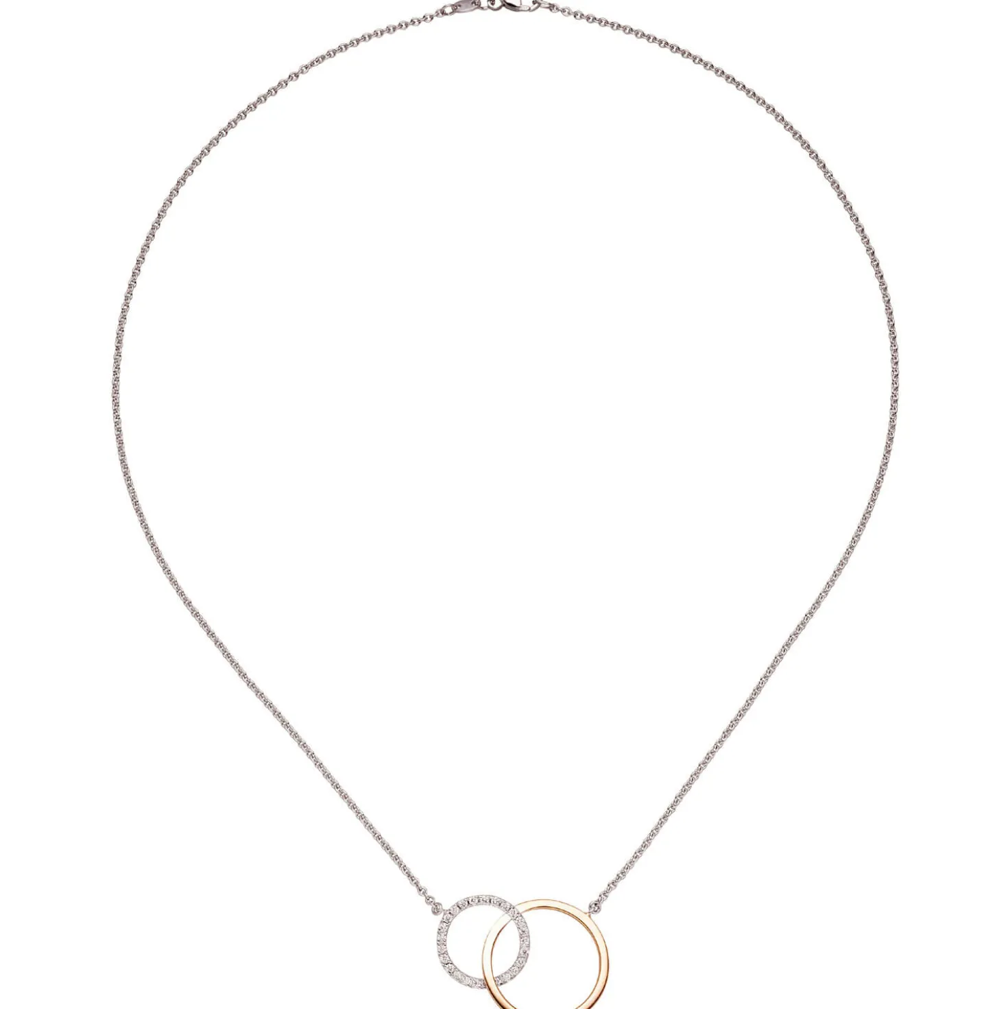 1,5mm Collier mit 25 Diamanten 0.25Ct 585 Gold Weißgold Rotgold 42cm