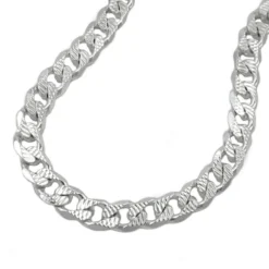5,6mm Collier Panzerkette Halskette, flach, Muster, 925 Silber, 50cm