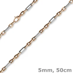5mm Collier Phantasiekette aus 585 Gold Weißgold Rotgold Halsschmuck, 50cm
