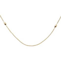 1,1mm Collier Rundankerkette kleinen spitz ovalen Oliven, 585 Gold Gelbgold 45cm