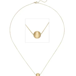 0,7mm Collier Rundankerkette mit mattierter Kugel, 750 Gold Gelbgold, 45cm