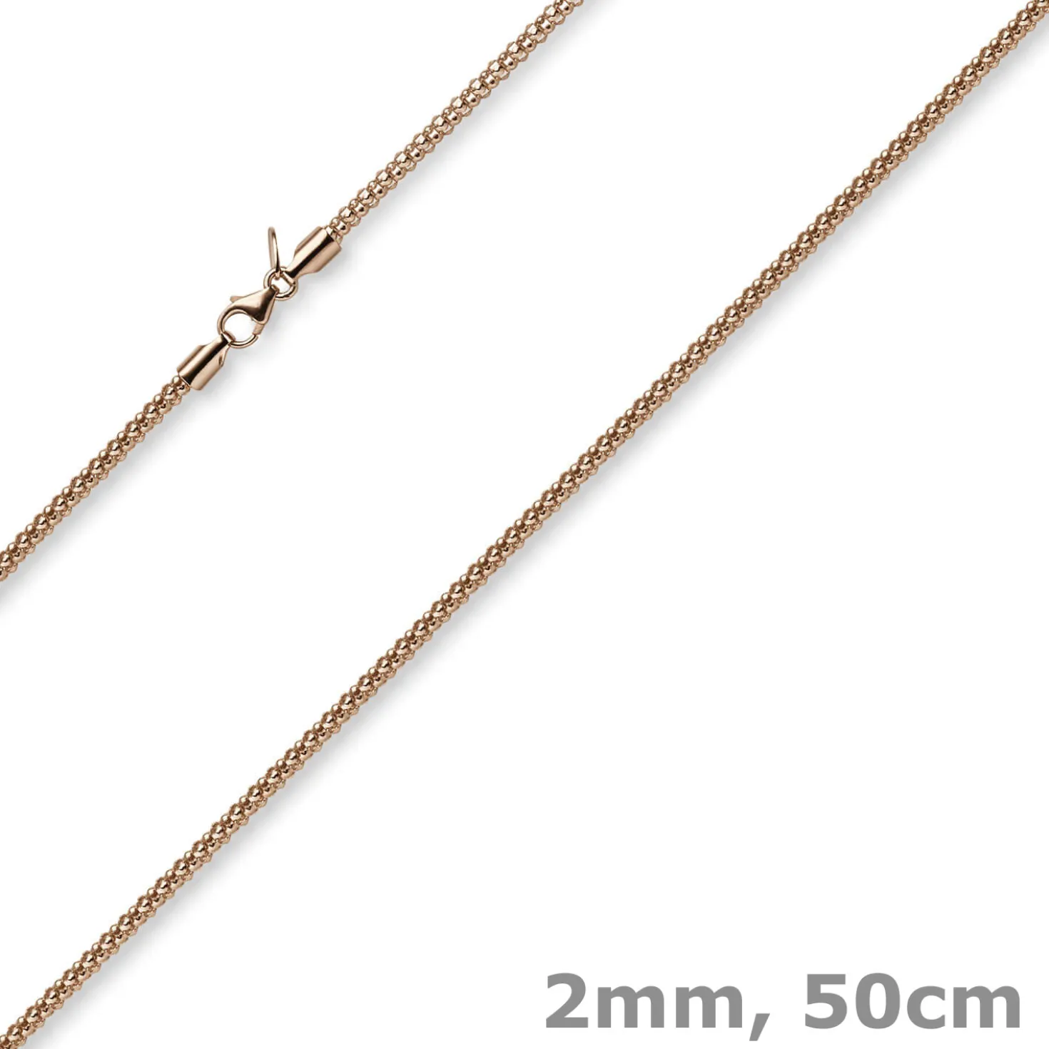 2mm Collier runde Himbeer-Kette aus 585 Gold Rotgold Halsschmuck Halskette, 50cm