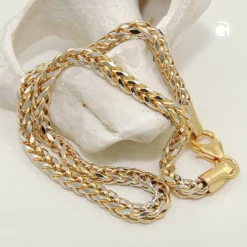 2,4mm Collier Zopfkette Kette Halsschmuck 585 Gelbgold teilrhodiniert 45cm