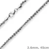 2,6mm Criss-cross-Kette Collier Halskette aus 925 Silber rhodiniert 45cm