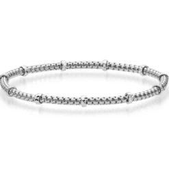 2mm Cubic-Armband mit Rollo elastisch 750 Gold Weißgold stretch flexibel