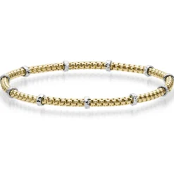 2mm Cubic-Armband mit Rollo elastisch 585 Gold Gelbgold Weißgold stretch