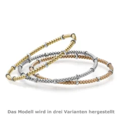 2mm Cubic-Armband mit Rollo elastisch 585 Gold Gelbgold Weißgold stretch